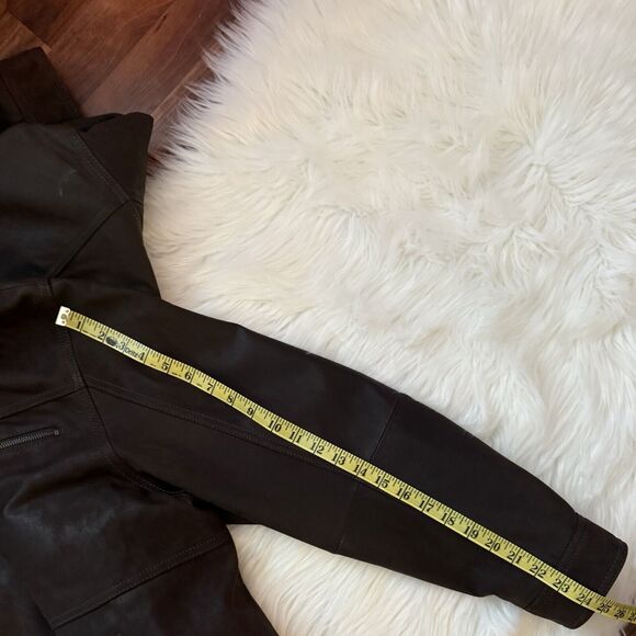 Roundtree & Yorke Brown Leather Jacket XXL Lamb Skin Pockets Zip Front Y2K Dress - Picture 8 of 13